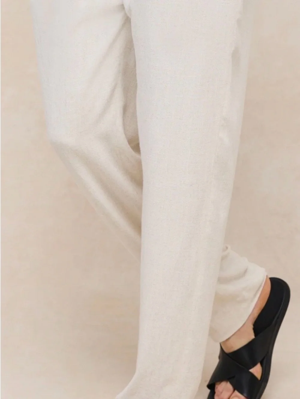 NWT Raith Cami Linen Straight Leg Trousers Oatmeal XL